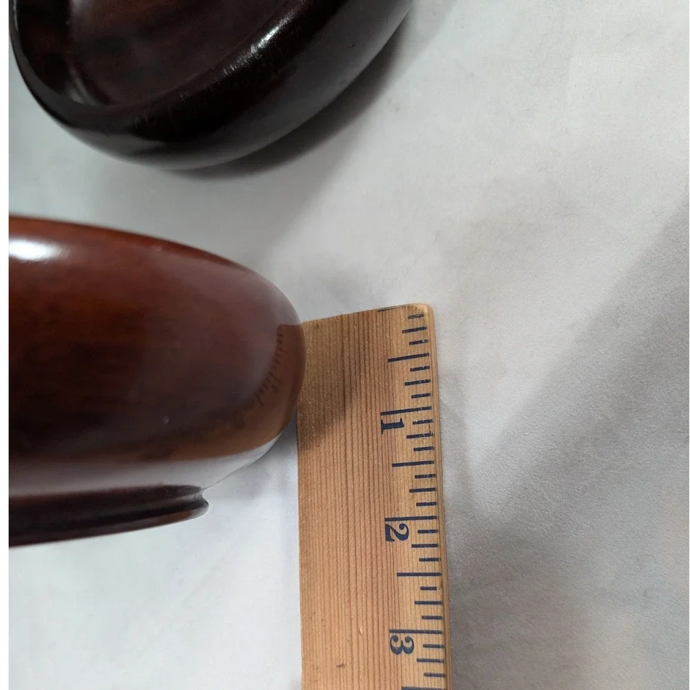 Set of 4 Wooden Bowls Dark Rich Brown Serving Dishes Charcuterie made in Haiti‎